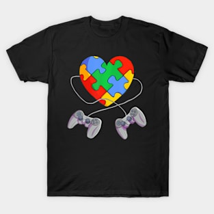 Video  Puzzle Piece Heart Controller Autism Awareness T-Shirt